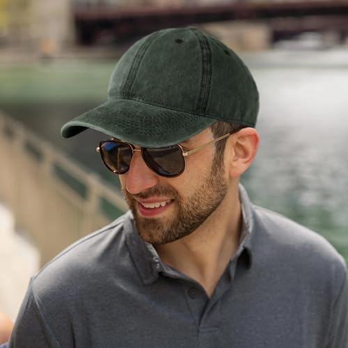 Edoneery Baseball Cap for Men and Women, Low Profile Washed Cotton Dad Hat - color: Army Green