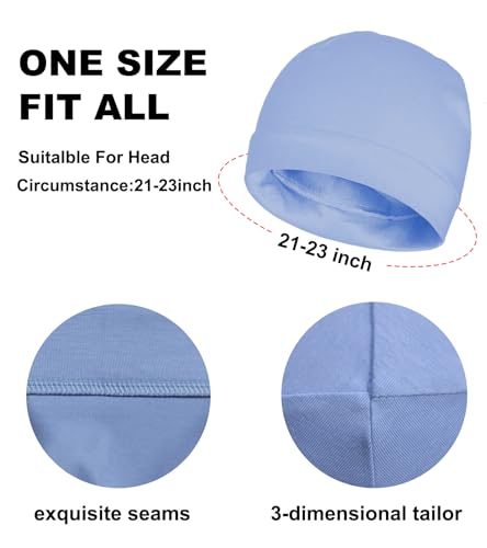 100% Cotton Skull Caps Beanie Bald Sleeping Hats for Men Women - color: 3pieces-beige,light Pink,ligth Blue