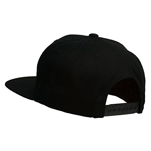 Big Diamond Outline Embroidered Flat Bill Black Cap - color: Neon Orange