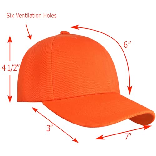 Falari Wholesale Bulk Lot 12-Pack Baseball Cap Adjustable Size Plain Blank Solid Color - color: Orange