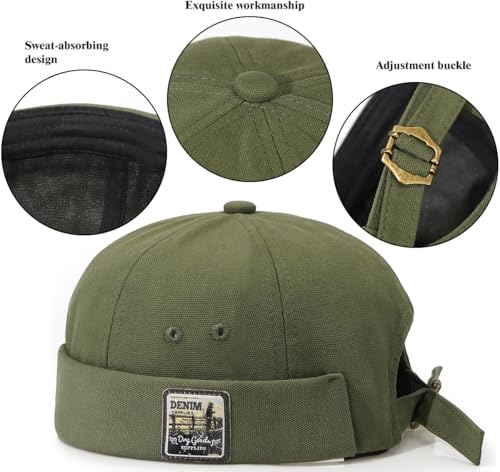 Glamorstar Dome Brimless Hats for Women Men Sailor Docker Beanie Cap Hip Hop Hats - color: Green D