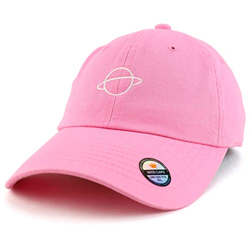 Trendy Apparel Shop Planet Embroidered Low Profile Soft Cotton Dad Hat Cap - color: Pink