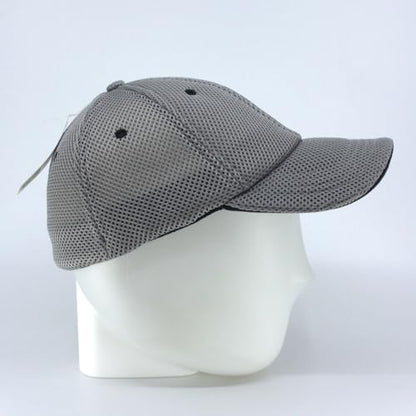 Cotton with Stretchable Polyester Air Mesh Back Flex Six Panel Baseball Cap - color: S/M, Gray/Gray/Black, size: Small