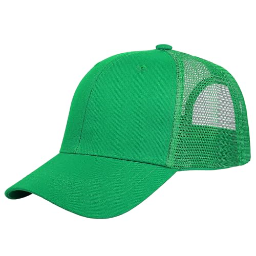 Falari Trucker Hat Baseball Cap Structured Plain Design 6 Panel, Adjustable Size - color: 1pk Kelly Green