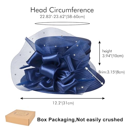 2026 Bucket Hats for Women Ladies Girls, Autumn Winter Fascinator Hat for Derby Kentucky Church Bridal UV Protection - color: T-s10-4455-db
