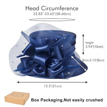 2026 Bucket Hats for Women Ladies Girls, Autumn Winter Fascinator Hat for Derby Kentucky Church Bridal UV Protection - color: T-s10-4455-db