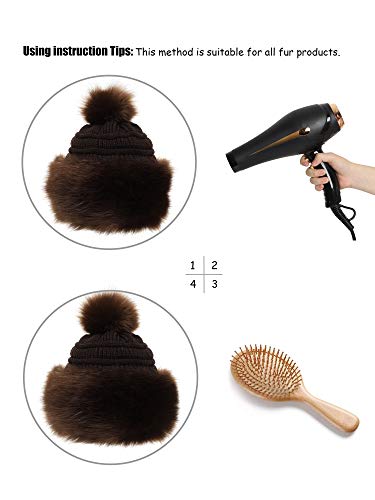 Soul Young Women's Faux Fur Hat Russian Cossack Knit Pompom Hat Ski Snow Cap for Winter Outdoor - color: Coffee