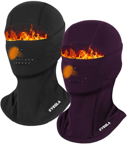 Winter Balaclava Ski Mask for Men Women Thermal Face Mask Breathable Face Cover for Cold Weather Motorcycle Snowboard - color: Black+purple(with Breath Hole)