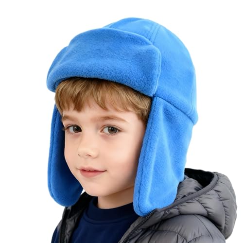 Toddler Trapper Hat with Earflap for Cold Weather Fleece Lined Kids Winter Aviator Hat for Boys Girls - color: Royal Blue, size: 1-2T
