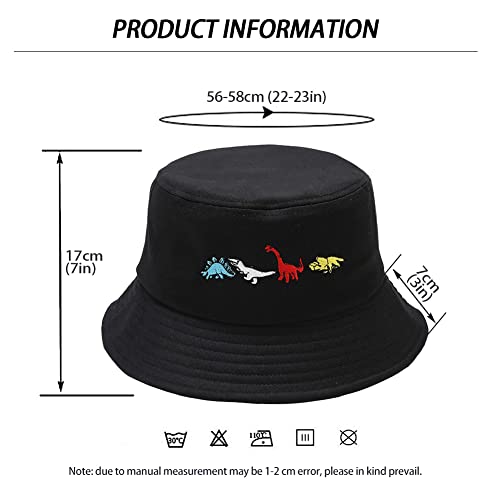 Unisex Bucket Hat Summer UPF 50+ Sun Protection Outdoor Beach Fishing Travel Hiking Hat - color: Dinosaur Embroidery