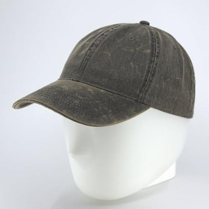 Heavy Washed Coated Canvas Wax-Look Adjustable Low Profile Men Women Baseball Cap - color: Unstructured Brown M