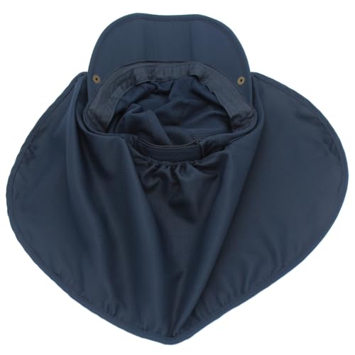 Hat with Neck Protection Detachable Multi-Purpose Summer Sun Hat Sun Protection Breathable Quick Dry UV Protection - color: Navy Blue, size: Large