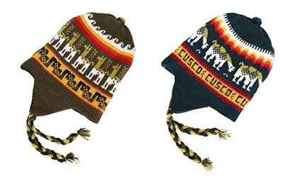 Alpaca Wool Blend Winter Hat Chullo Inca Peruvian Design Reversible with Earflaps. Beanie Medium Size. Unisex - color: Green Uniform/Green Pine