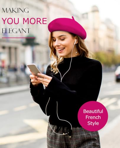 French Beret Hats for Women - Soft Warm Wool Solid Color Beanie Winter Cap - color: Coffee