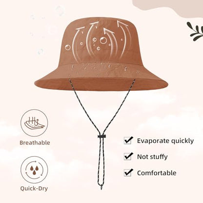 Durio Waterproof Bucket Hats for Woman UPF 50+ Sun Hat - color: Brick Red