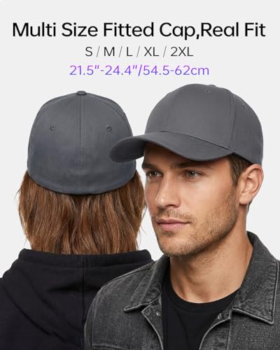 Zylioo XXL Fitted Hats for Men Big Heads, Closed Back Baseball Cap Cotton - color: Grey, size: X-Large-XX-Large