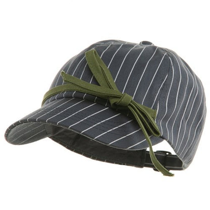 e4Hats.com Ladies White Stripe 6 Panel Newsboy Hat - color: Grey