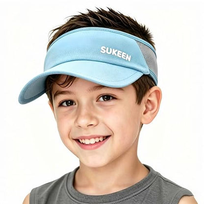 Sukeen Kids Sun Visor Hat for Girls Boys UPF50+ Lightweight Cooling Stretchable Packable Sun Hat - color: Sky Blue