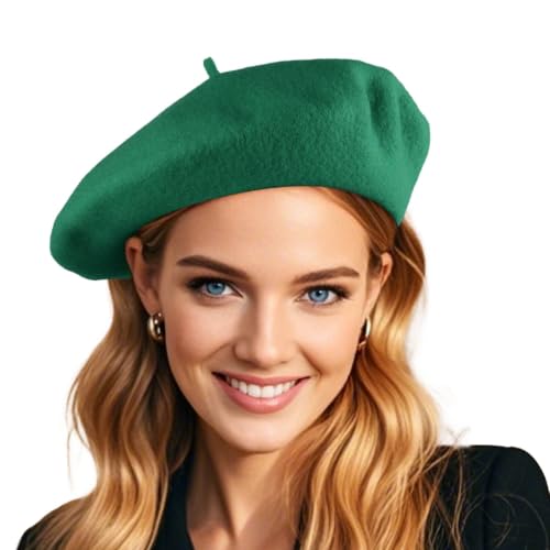 French Wool Beret Hats for Women Man - color: Grass Green