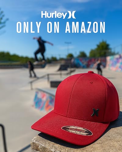 Hurley Mens Curved Brim Flexfit Baseball Cap - color: Gym Red, size: Large-X-Large
