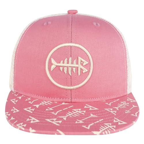 BASSDASH Flat Brim Trucker Cap Adjustable Snapback Hat Mesh Back for Men Women - color: Pink