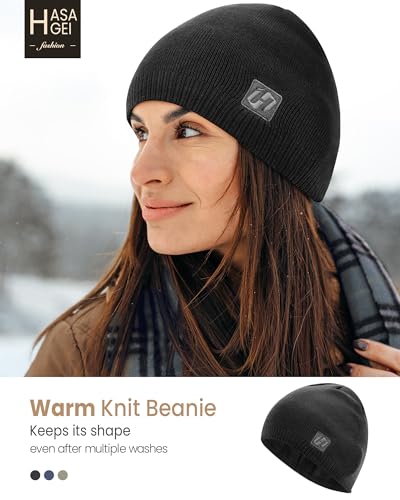 HASAGEI Beanie Hats for Men & Women, Winter Knit Beanie Hat, Warm Soft Beanies for Outdoor Work, Running, Hiking, Skiing
