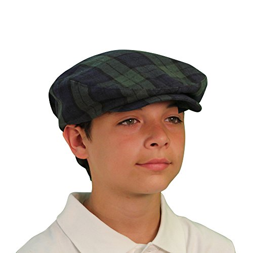 Plaid Flat Golf Cap: 'Par 5' - color: Black Watch