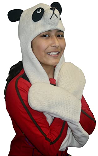 Agan Traders Animal Hat Cap Wool Fleece Lined Trapper Beanie Multi-Functional Set Girls Boys Adult - color: Combo-panda