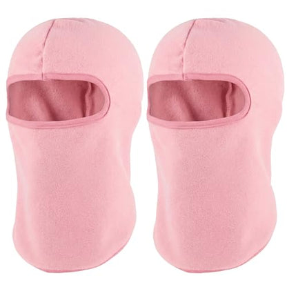 Kids Balaclava Ski Mask Winter Windproof Fleece Full Face Mask for Boy Girl - color: 2 Pack(pink+pink)