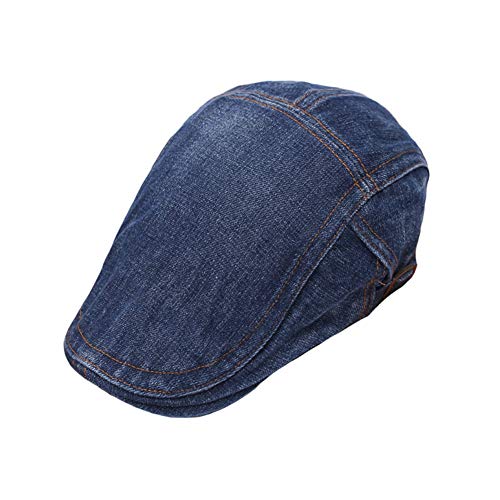 Quanhaigou Unisex Denim Newsboy Hats Flat Ivy Gatsby Cabbie Driving Berets Hat Cotton Dad Cap for Men Women - color: Hat-blue
