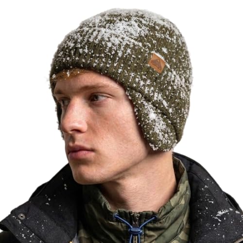 Winter Beanie Hat Ear Flaps Waterproof Merino Wool Fleece Men Women - color: Green, size: Medium-Large