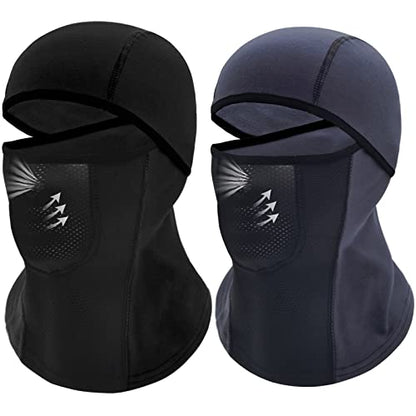 Breathable Kids Balaclava Ski Mask (2 Pack), Fleece Winter Face Mask for Cold Weather Boys Girls - Children Windproof Hat - color: Black + Darkblue