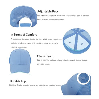 ZH 12 Pack Mesh Trucker Hats, Bulk Baseball Caps for Men and Women, Trucker Cap Wholesale - color: Light Blue