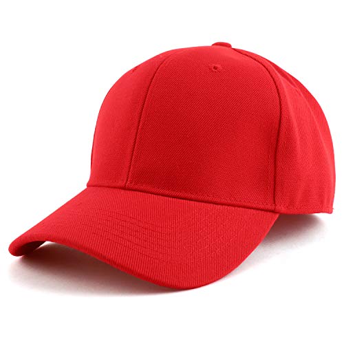 Trendy Apparel Shop Big Size Oversized Plain Structured Fitted Baseball Cap - color: Red, size: 7 5/8