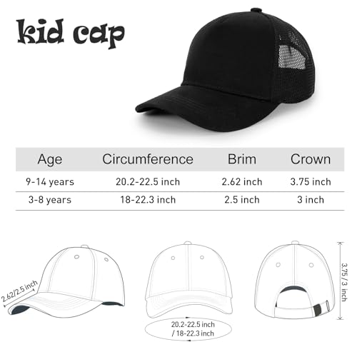 Edoneery Kids Baseball Hat, Adjustable Cotton Cap - color: Mesh-black, style: 3-8 Years
