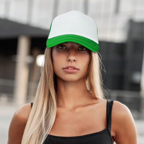 Ultrafun 10 Pack Trucker Hat Mesh Sublimation Blank Hats Adjustable Baseball Caps Hats for Men Women - color: Green White