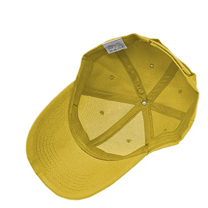 Glory Max Plain Baseball Cap Hook & Loop Strap Adjustable Solid Blank Curved Visor Hat - color: Yellow
