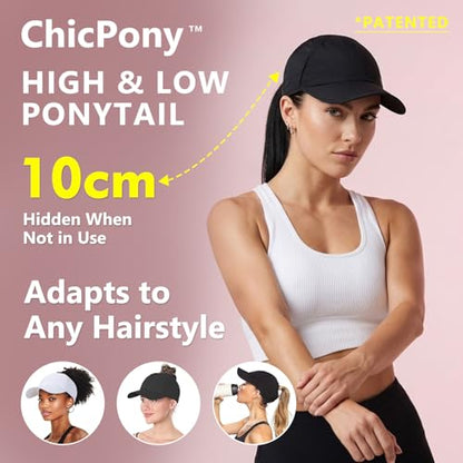 TOP-EX UPF 50+ Cooling Ponytail Baseball Cap for Women, Water-Resistant - color: Black/3.0, size: One Size