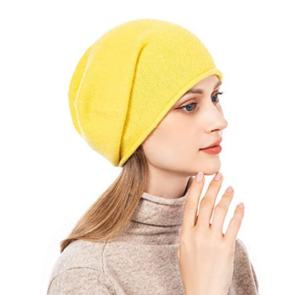 Knit Slouchy Beanie Hats for Women Cashmere Ski Cap Knitted Wool Soft Warm Winter Hat - color: A11-ginger