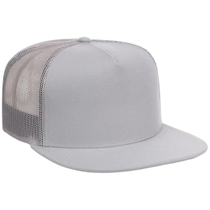 Lids Blank Essential 5-Panel Trucker Adjustable Snapback Hat - color: Grey