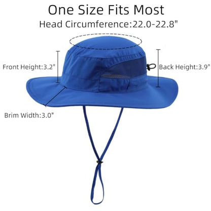 Connectyle Women's UPF 50+ Sun Hat UV Protection Wide Brim Bucket Hat Summer Beach Hats Fishing Hiking Outdoor Safari Hats - color: Royal Blue