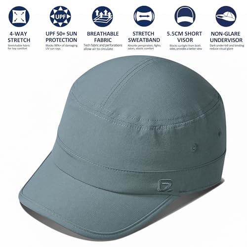 GADIEMKENSD Stretch Army Cap Cadet Military Hats Flat Top Baseball Cap Short Bill Breathable - color: Mint Green