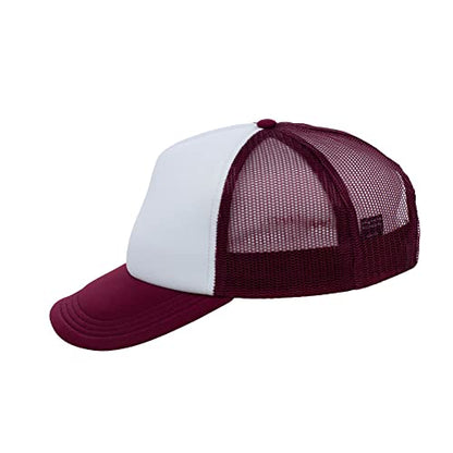 Lids Blank Basic Foam Trucker Adjustable Snapback Hat - color: White/Maroon