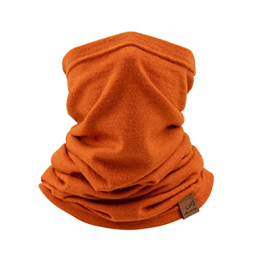 ACUSHLA 100% Merino Wool Neck Gaiter Men Women Winter Ski Face Mask Scarf - color: Maple Leaf