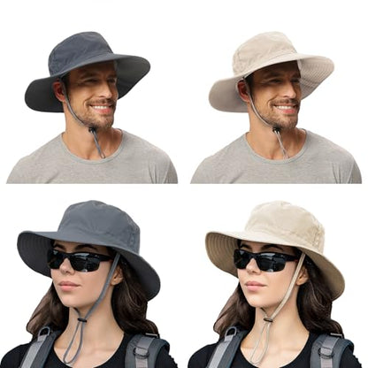 Rosoz Sun Hat for Men Women Boonie Bucket Hat Wide Brim Breathable Cooling Fishing Hats Safari Beach Garden UV Protection - color: 1 Pack Khaki