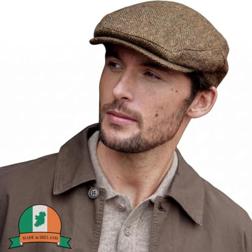 Biddy Murphy Newsboy Flat Cap, 100% Irish Wool - Made in Ireland - color: Brown, size: Small