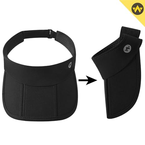 WANDER Sports Sun Visor Hat Mesh Foldable Brim for Men Women Running - color: Black