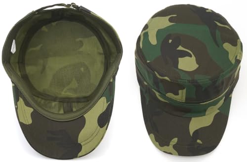 Men's Military Cadet Hat Flat Top Newsboy Cap - color: C - Olive Green ( Camo )
