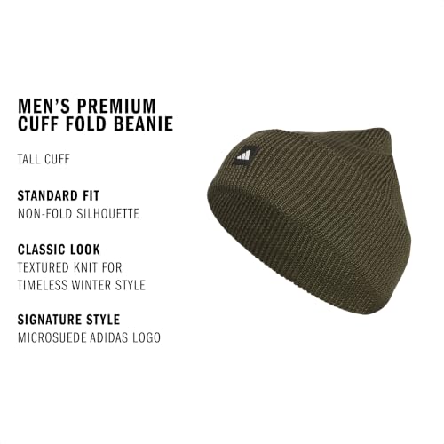 adidas Men's Premium Cuff Fold Beanie - color: Night Cargo Green/Black