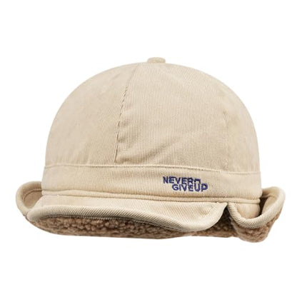 CLAPE Russian Trapper Ushanka Hat Eskimo Warm Pilot Cap Hats Earflaps Baseball Cap Visor Dad Hat for Outdoor Skiing - color: Dj05-beige